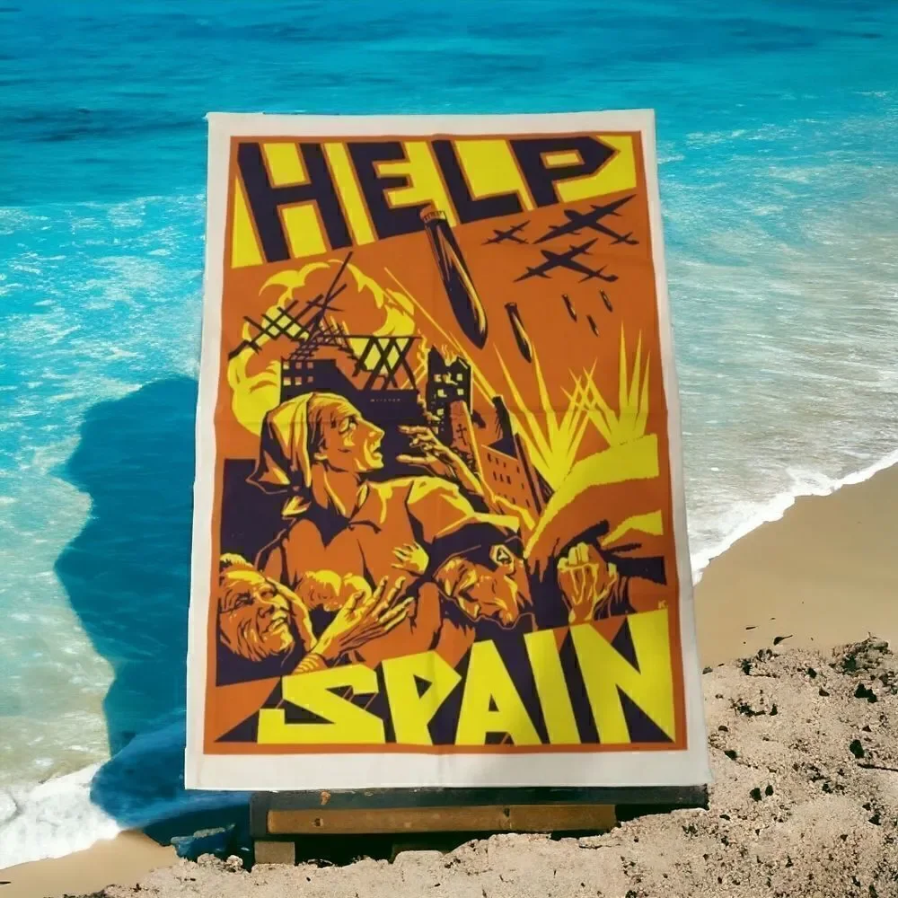 Radical Tea Towel Help Spain Never Used All Cotton Colorful United Kingdom.  Con